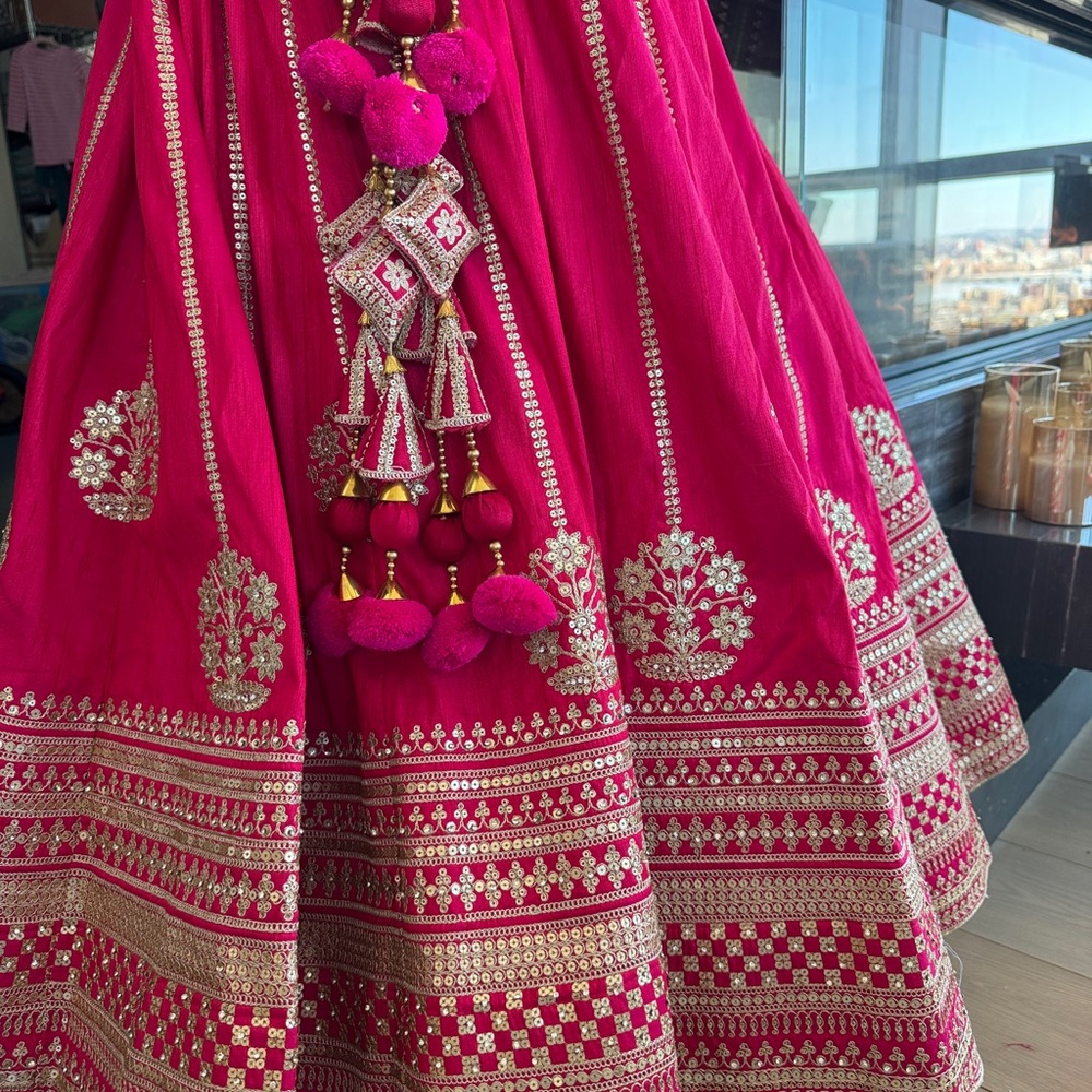 Vibrant Fuchsia and Gold Lehenga